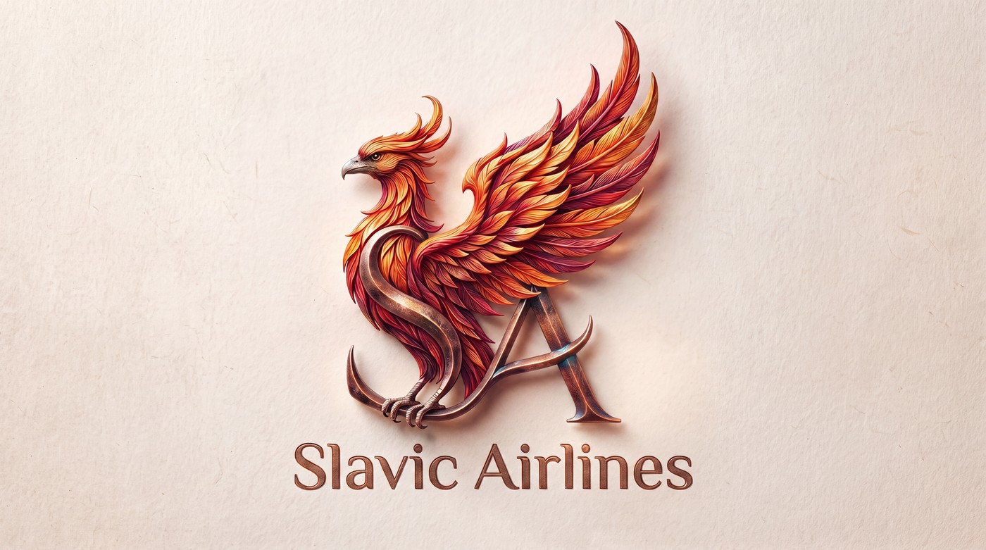 Slavic Airlines Group logo: a phoenix rising through the letters S and A